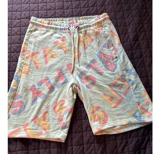 Born Fly Mens Stay Fly Typographic Print Sweat Shorts Mint Green Large‎